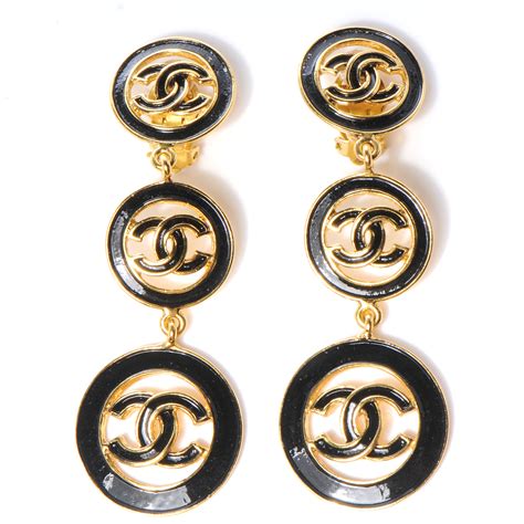 chanel earrings cc black|Chanel clip on earrings price.